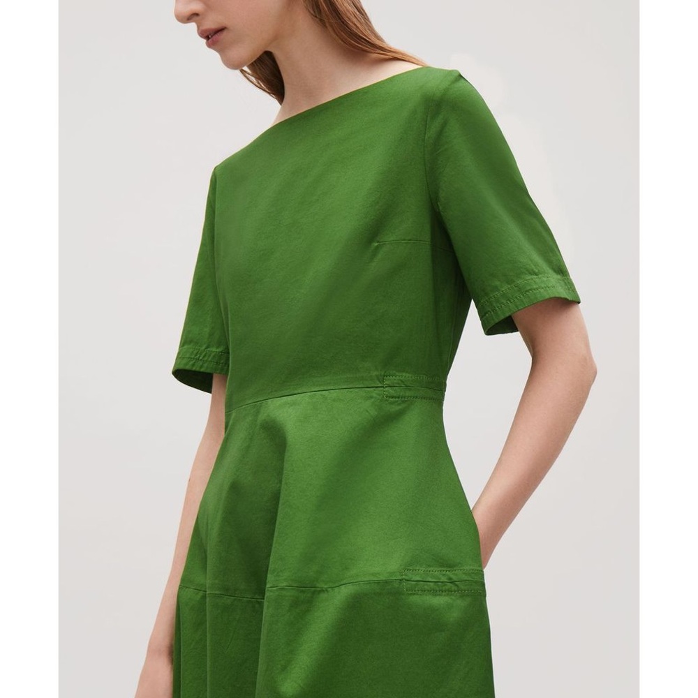COS Green Short Sleeve Cotton Dress